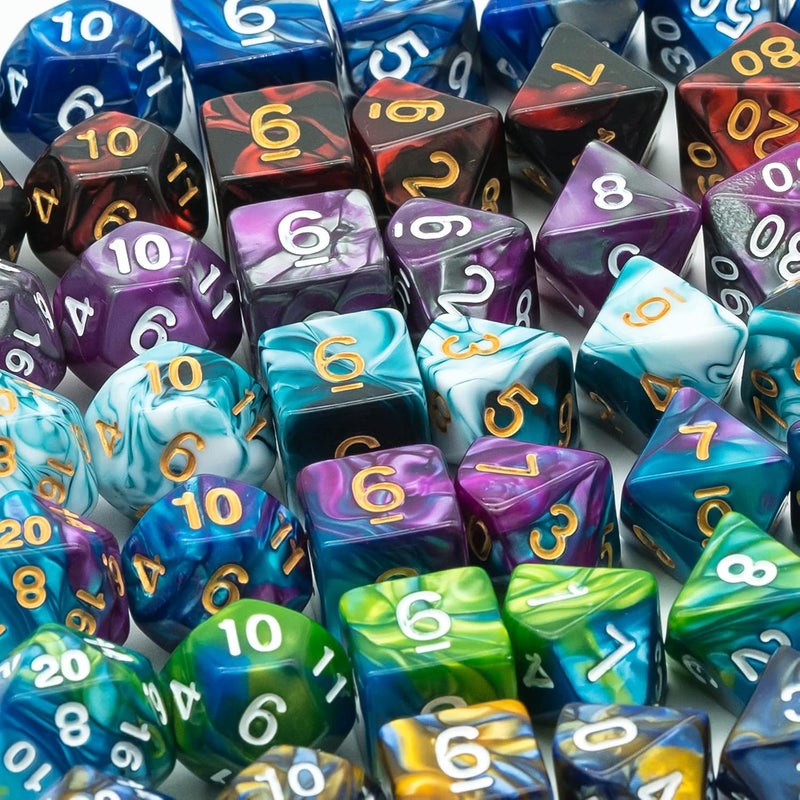Poludie 7 Sets DND Dice Polyhedral Dice Set (49pcs) with 1 Large Leather Bag, D&D Die Set for Dungeons and Dragons, RPG Table Games. (7Sets/49Pcs) - Image 3